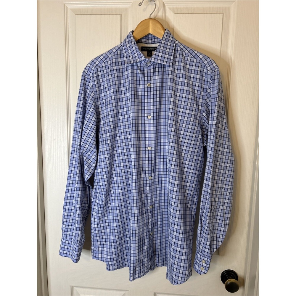 Banana Republic non iron slim fit men's LS shirt size XL‎ blue plaid